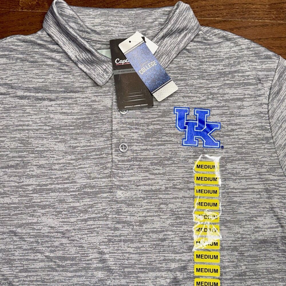 Kentucky Wildcats Polo Shirt Mens Medium Gray Short Sleeve Performance SEC New